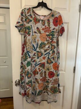 LuLaRoe Floral Short Sleeve Swing Dress in Multi-Color